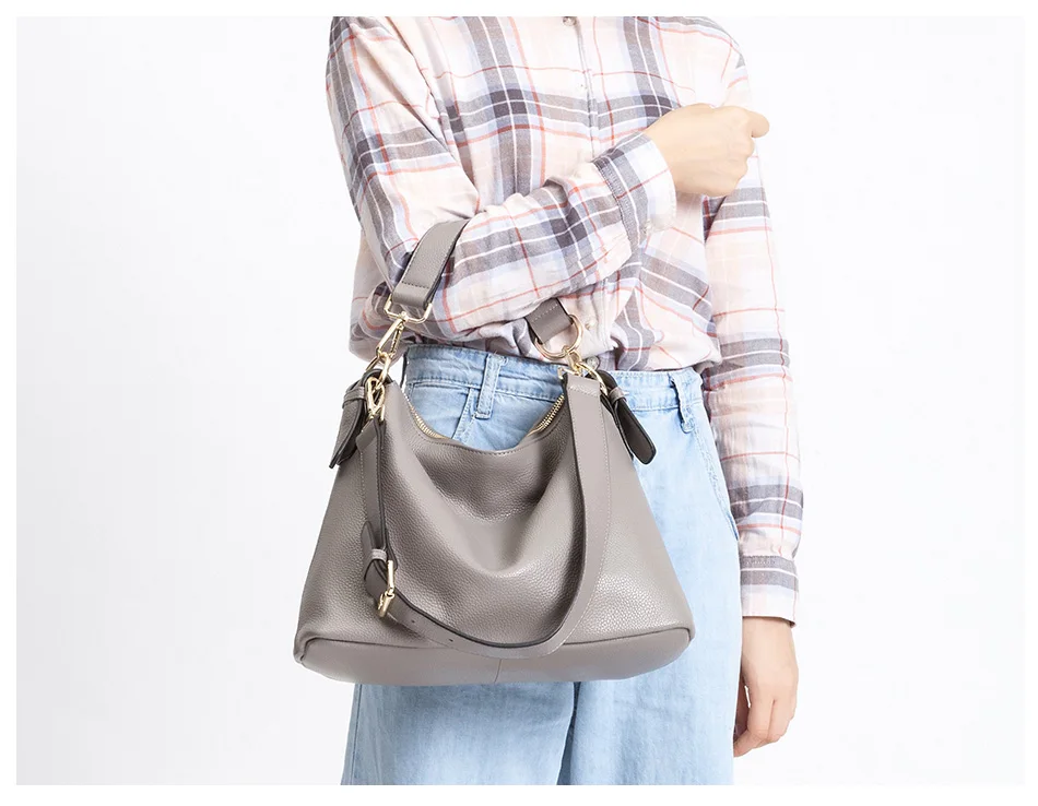 Zency модная серая женская сумка на плечо натуральная кожа сумка стиль Женская сумка через плечо Сумочка женская повседневная сумка