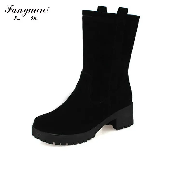 Г., Новое поступление, модная осенне-зимняя женская обувь с круглым носком простые Стильные женские ботильоны на резиновой подошве - Цвет: Black
