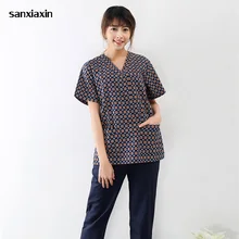 Sanxiaxin Больница Медицинский скраб одежда Европа и Соединенные Штаты печать хирургические костюмы pet doctors стоматологические медсестры униформы