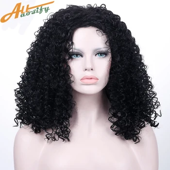 

Allaosify Afro Kinky Curly Wig High-Temperature Synthetic Natural Fiber Hair Short Black Wigs Halloween Cosplay Wig
