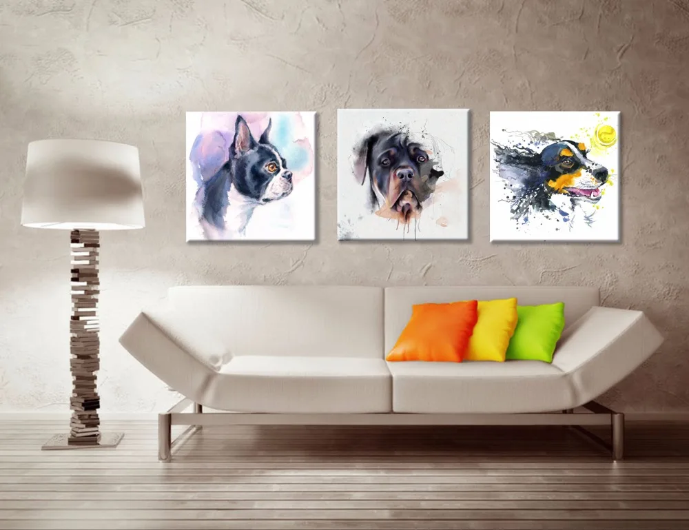 Funny Dog Watercolor Painting Canvas Art Prints DIY Your Child's Room