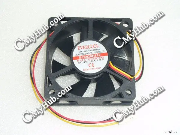 Подлинный вентилятор охлаждения для EVERCOOL EC6020H12C DC12V 0.13A 3pin 3 провода 6020 60X60X20 мм |