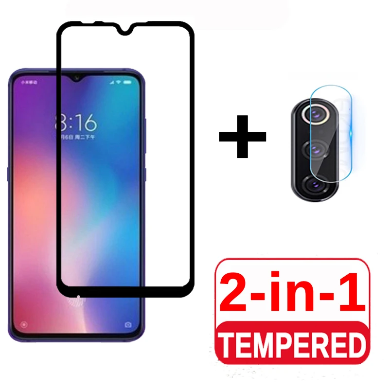 2 в 1 закаленное стекло для Xiaomi Mi 9 8 Lite Защитная пленка экрана камеры Защитное 5S Plus