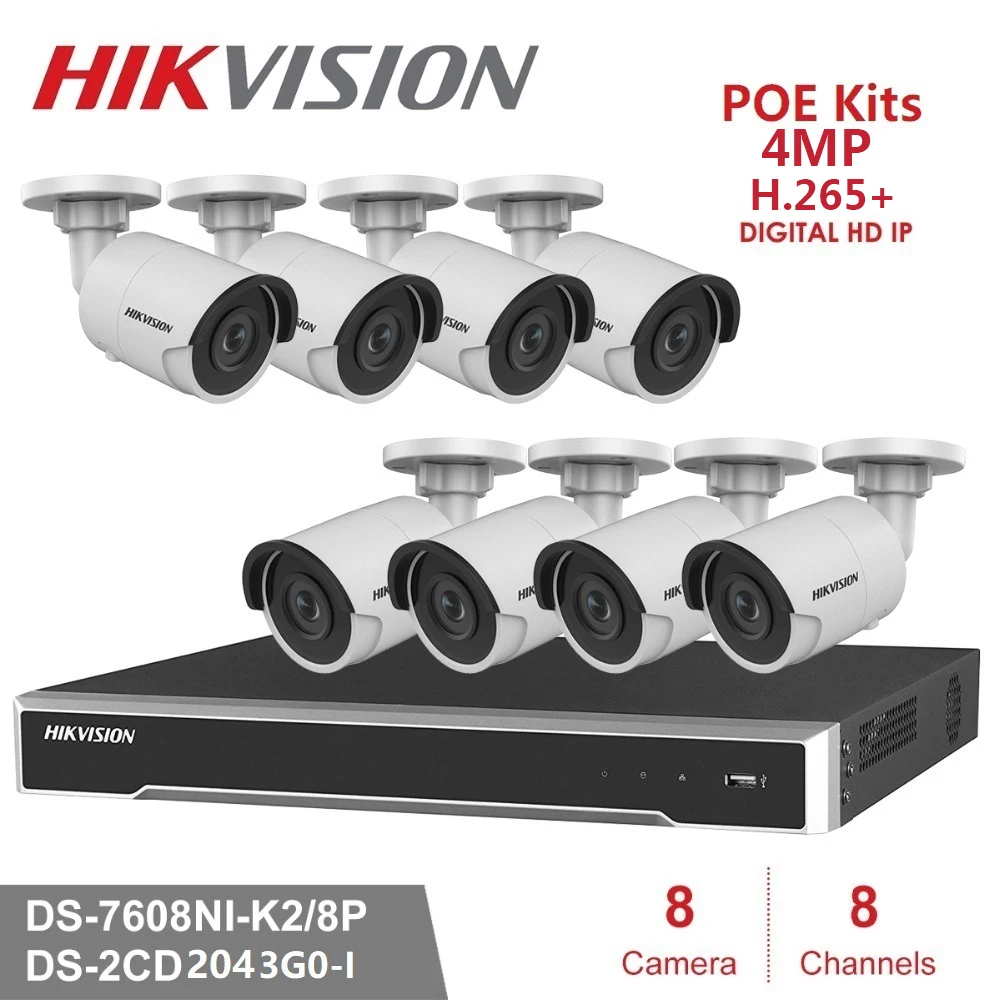 

8Channels Hikvision POE NVR Video Surveillance Kits with 4MP IP Camera Netwerk Security Night Vision CCTV Security System Kits