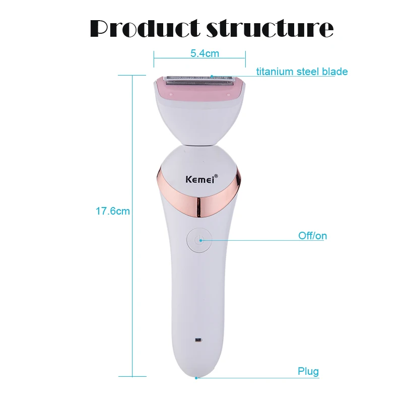 Kemei 3 в 1 водостойкий Эпилятор бикини электрический эпилятор перезаряжаемая Бритва для волос набор кистей для лица Массажер Дамская бритва