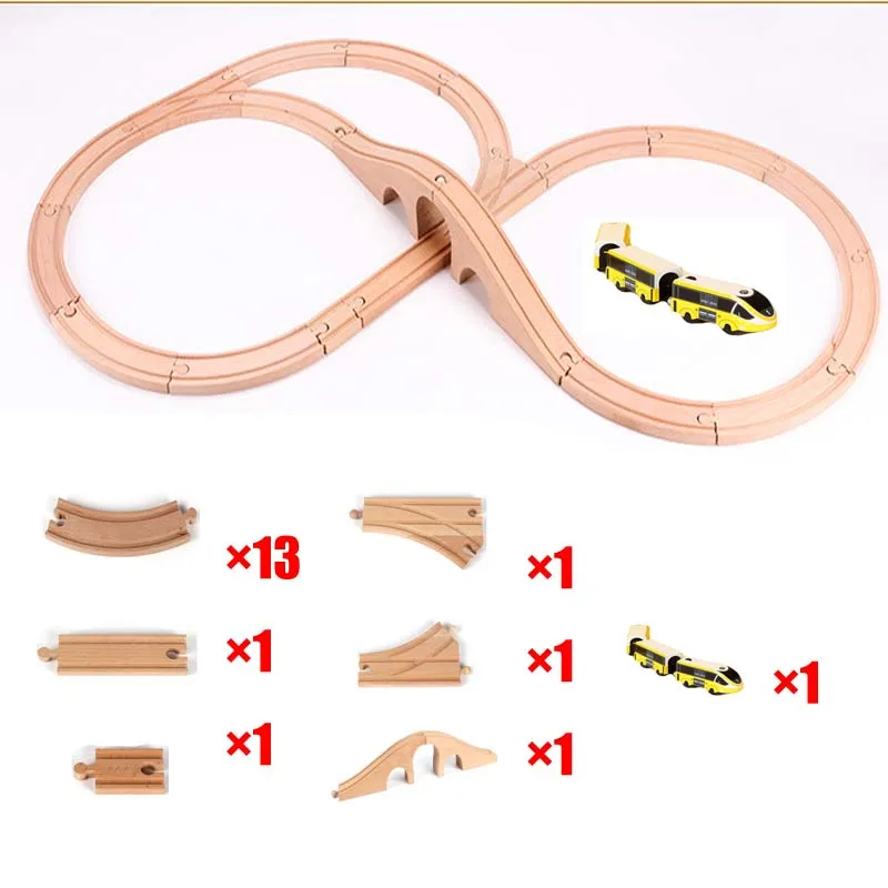 Деревянный трек набор железная дорога игрушка деревянный поезд трек аксессуары-расширение деревянная дорожка собранные развивающие игрушки дропшиппинг - Цвет: 18