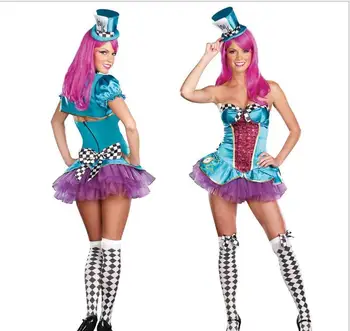 

Halloween Costumes For Women Mad Hatter Alice In Wonderland Kids Teen Fairytale Fancy Dress Costume
