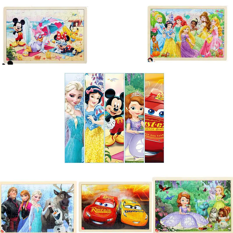 Disney замороженные Микки и Минни Маус София головоломки 100 шт. обучения Развивающие