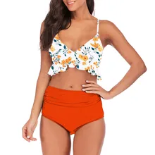 Пикантные бразильские бикини Купальники для малышек для женщин Высокая талия Купальник бинты ванный комплект бикини с оборками Лето Biquini женский