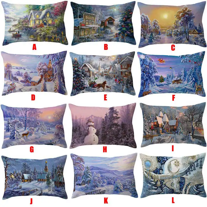Merry Christmas Linen Pillow Cases Sofa Rectangle Cushion Cover Home Decoration pillow covers decorative velvet 3050cm #2o19 (10)