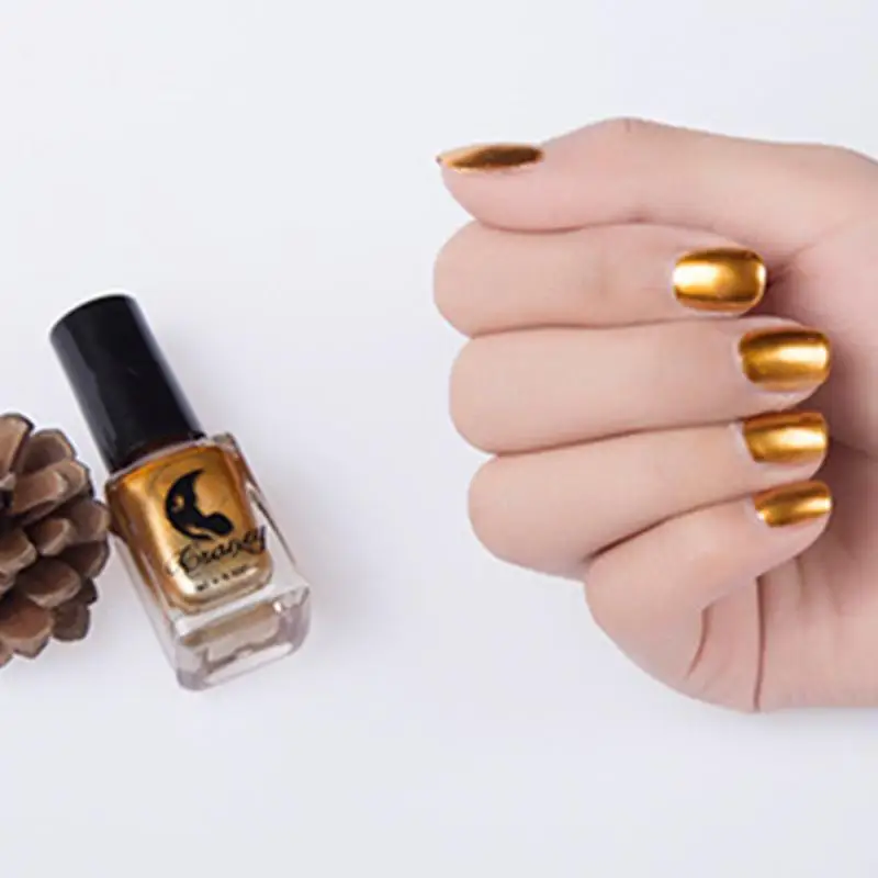 

New Brand 6ml Mirror Effect Chrome Metallic Silver Gold Nail Polish Nail Varnish Gel 7 colors Optional