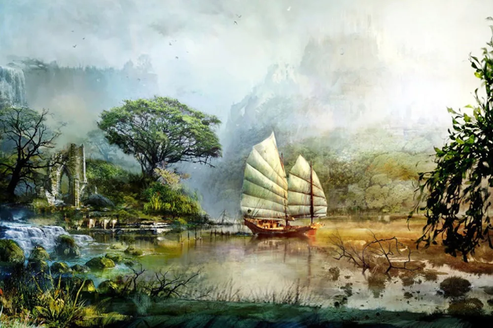 

5D DIY diamond embroidery painting water sailing full square rhinestone diamond mosaic home decorative needlework diamant