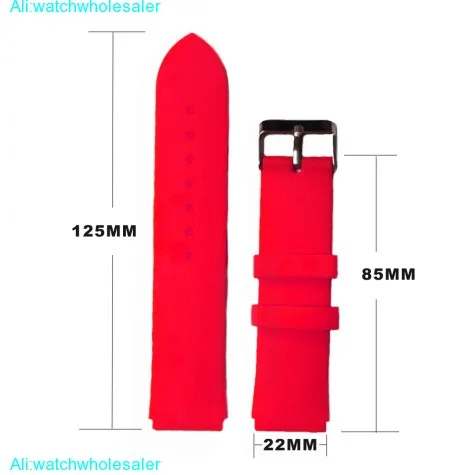 22mm Narural Neon Red Silicone Jelly Rubber Ladies Watch Band Straps WB1061F22JB