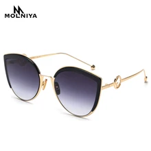 Новые Ретро в форме кошачьих глаз солнцезащитные очки Для женщин металлический каркас зеркало UV400 солнцезащитные очки Брендовая Дизайнерская обувь Винтаж Lunette De Soleil Femme