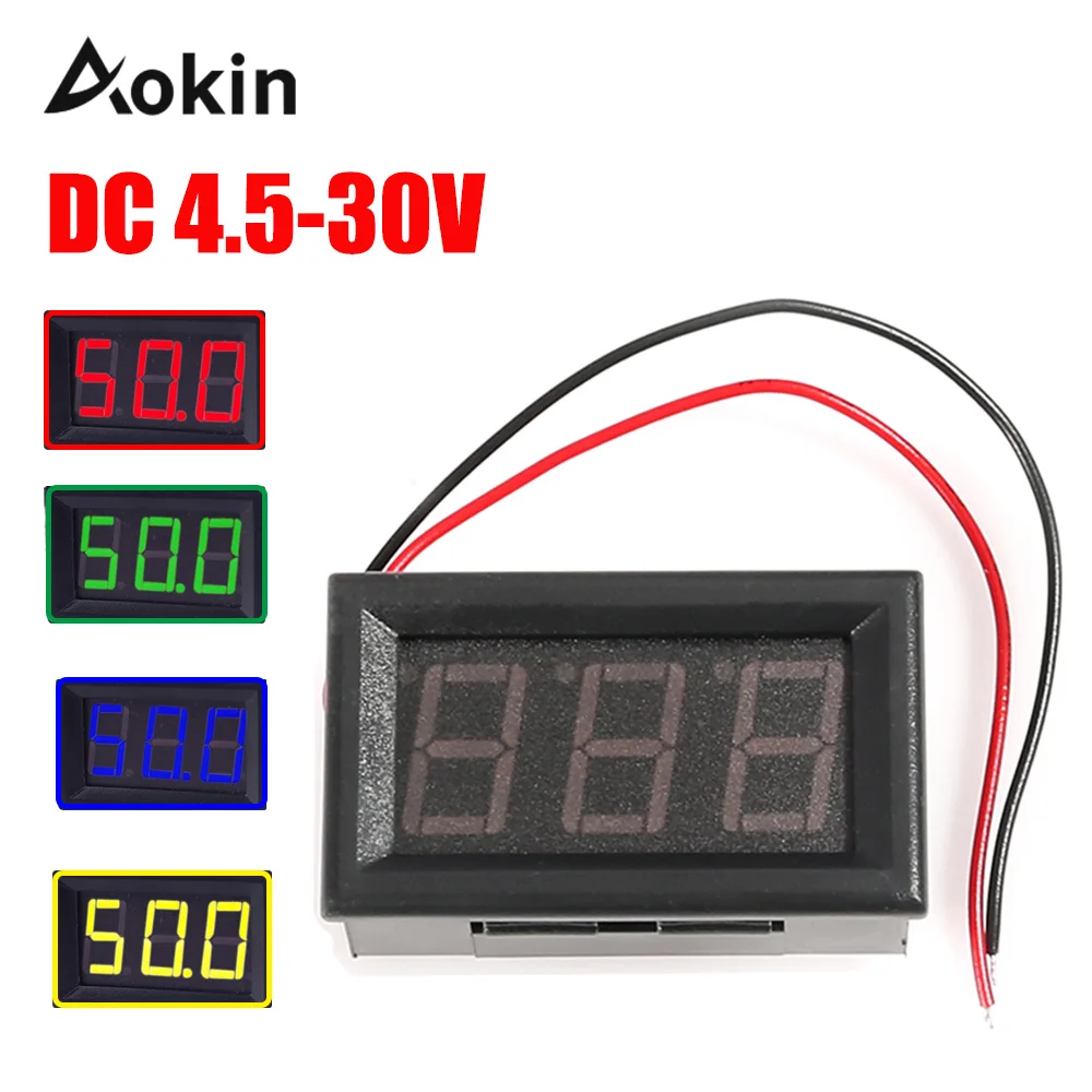 

0.56inch Mini Digital Voltmeter DC 4.5-30V Voltmeter Meter Tester Dual LED Display Green Red Yellow