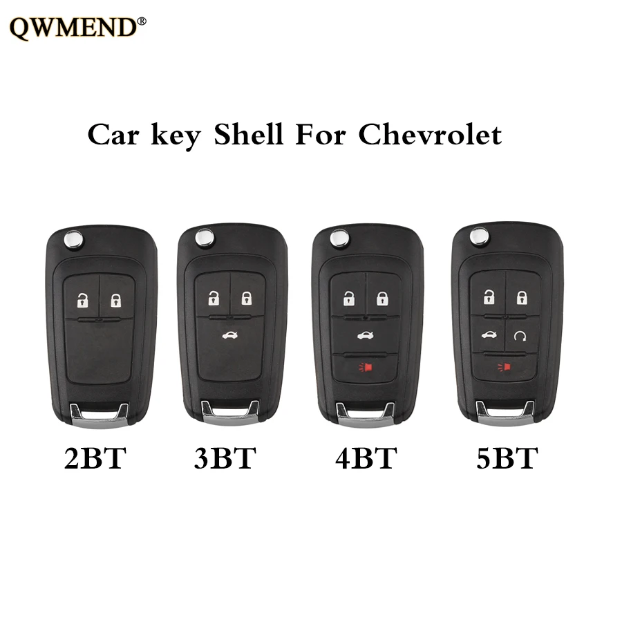 

QWMEND 2/3/4/5 Buttons Car Remote Key Case for Chevrolet Malibu Cruze Aveo Spark Sonic Volt 2010 2011 2012 2013 Car key shell