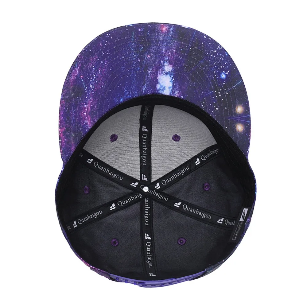 Кепка в стиле хип хоп Quanhaigou Snapback фиолетовая галактика с 3D принтом для папы