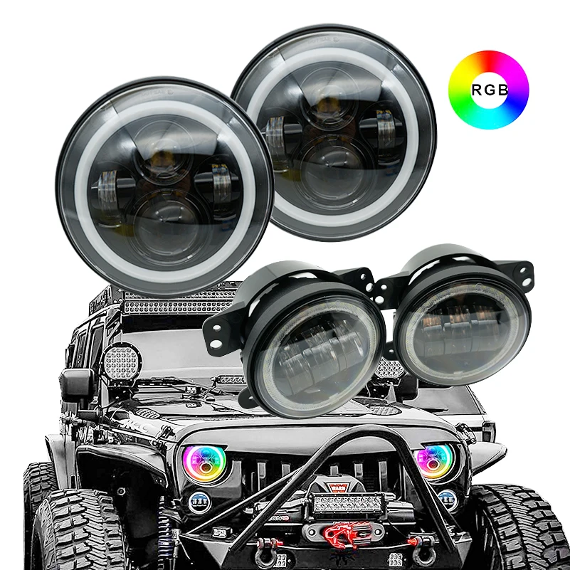 1 компл. 7-дюймовый светодиодный налобный светильник RGB DRL с указателем поворота