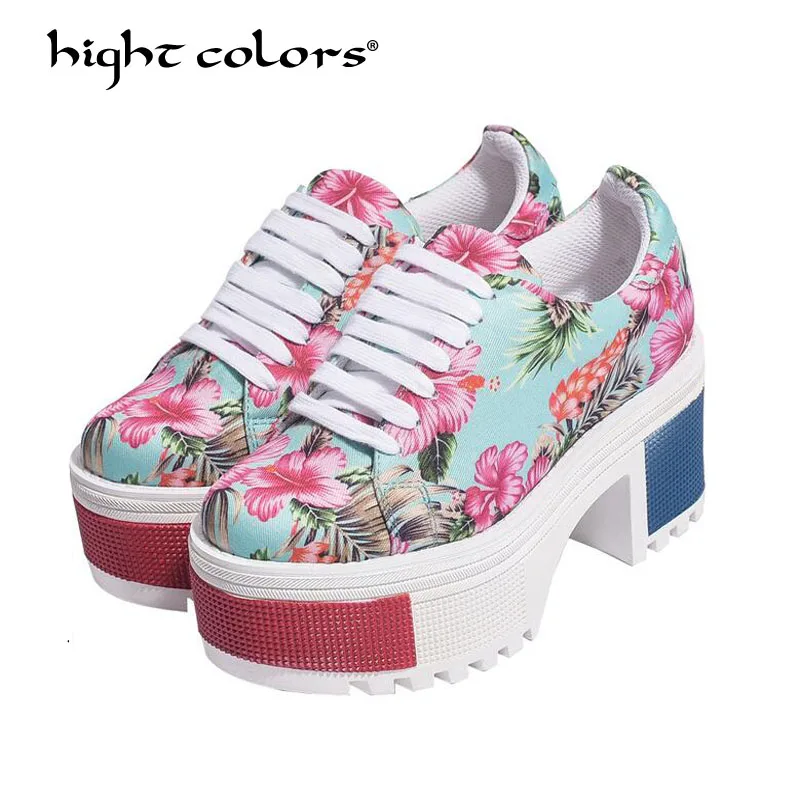 

Wedge High Heels zapatos mujer Platform Heels ladies Canvas Shoes chaussure Femme Women School Valentine zapatos Casual Shoes