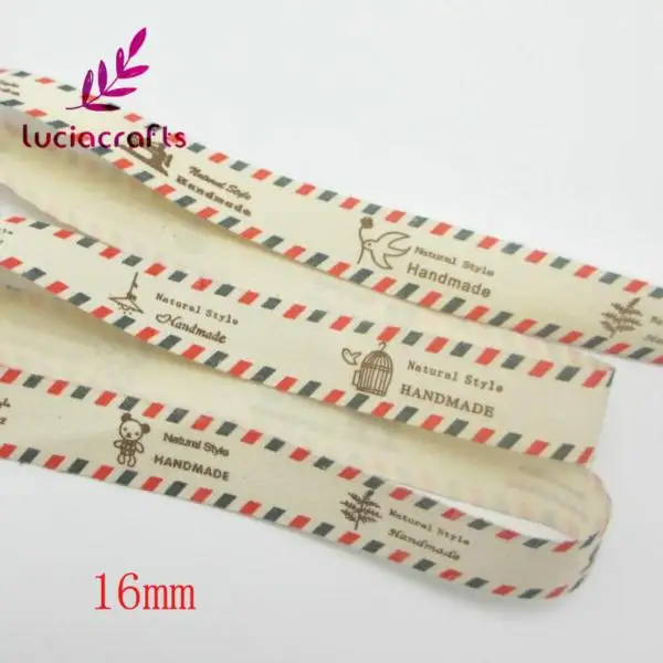 Lucia crafts 5y мульти опция "Hand made" дизайн печатных хлопчатобумажная лента DIY Швейные и упаковочные аксессуары Q0402 - Цвет: 16mm
