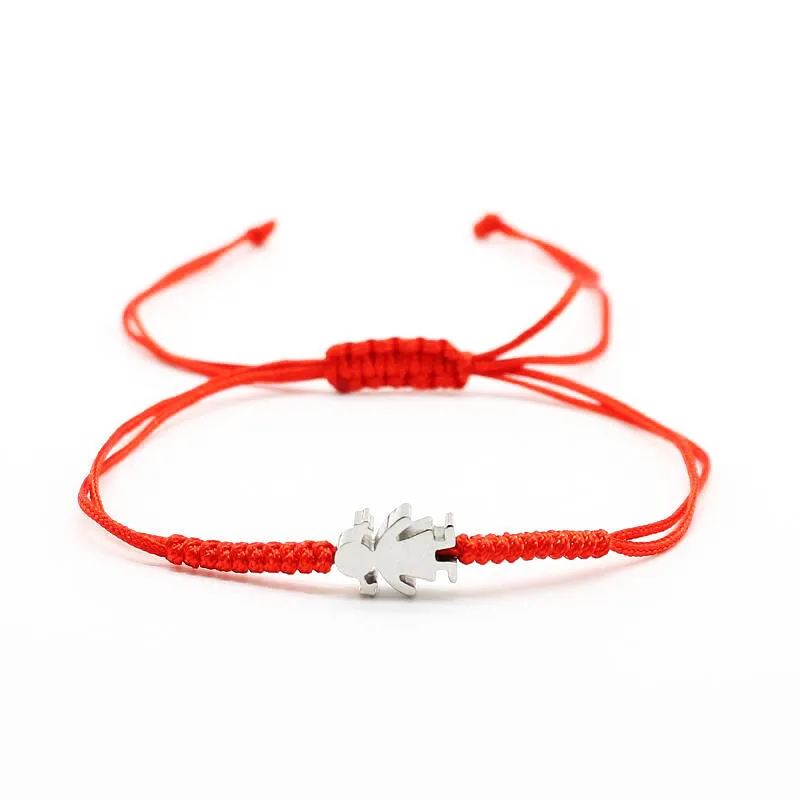 Stainless Steel Little boy Girl Bracelets For Women 2019 Luck Black Red Rope Adjustable Handmade Bracelet Charm Jewelry | Украшения и