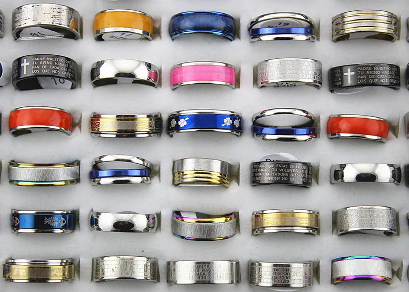Fashion 36 pcs Stainless Steel Ring Wholesale Lot Ring Jewelry Mix Lots