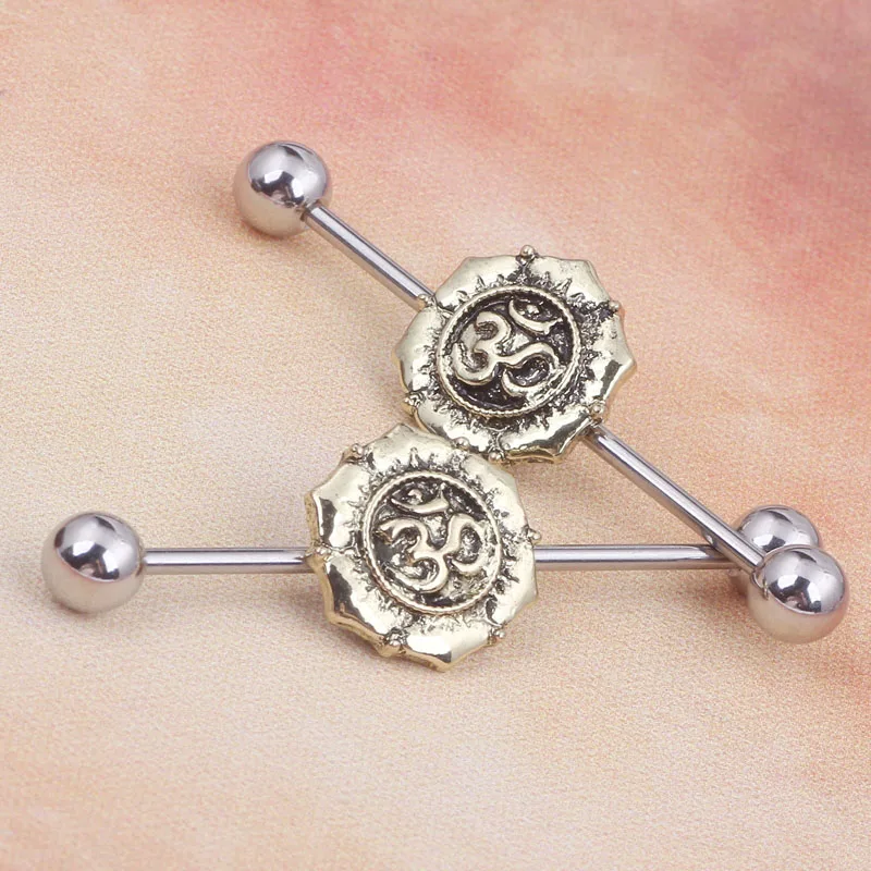 Buy 14G Lotus Flower Industrial Barbell Ear Ring Piercing Jewellery wholesales