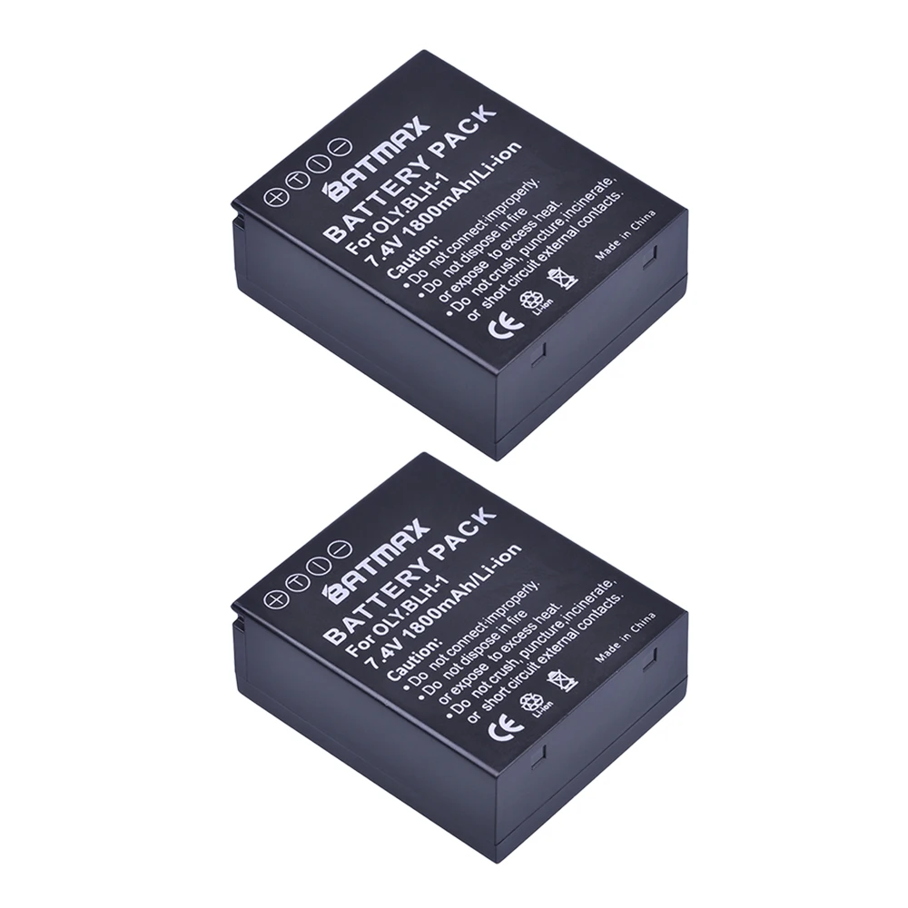 Batmax 2Pc Blh-1 Blh1 1800Mah Bateria Per Olympus E-M1 Mark Ii Em1-2 Em1 Mark Camera