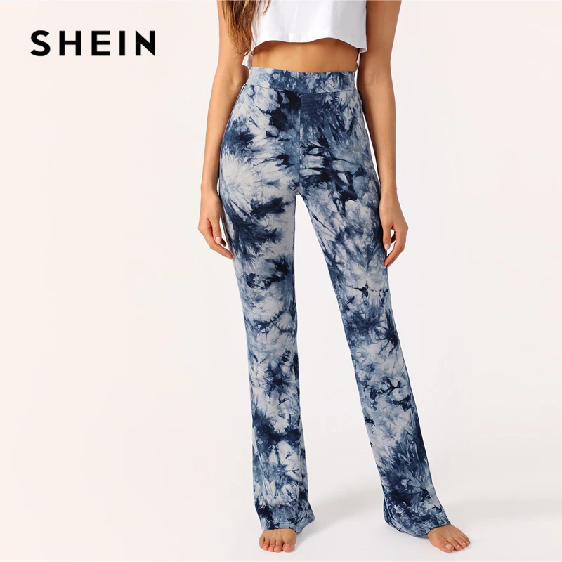 SHEIN Boho Multicolor High Waist Wide Waist Tie Dye Flare Pants Long Trousers Women Spring 2019 Casual High Street Skinny Pants SHEIN Boho Multicolor High Waist Wide Waist Tie Dye Flare Pants Long Trousers Women Spring 2019 Casual High Street Skinny Pants