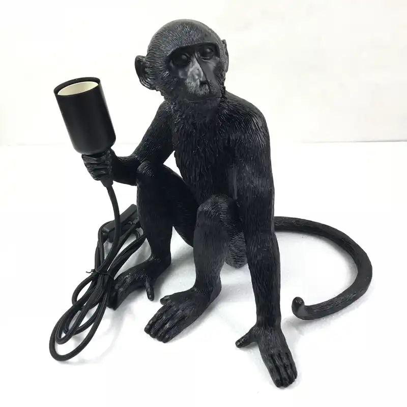 Modern Resin Black Monkey Lamp Loft Style Hemp Rope Chandeliers Lighting Pendant Hanging Ceiling Fixtures Modern Resin Black Monkey Lamp Loft Style Hemp Rope Chandeliers Lighting Pendant Hanging Ceiling Fixtures