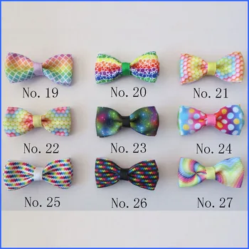 

300 BLESSING 2" Diamond Rainbow Double Bowknot Hair Bow Clip Unicorn Clover Fruit