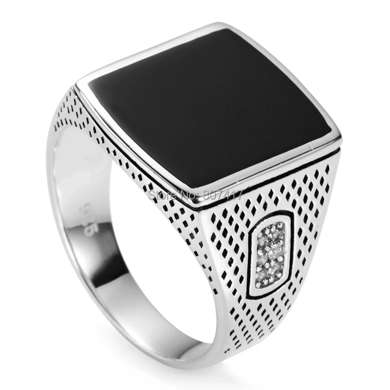 

Eulonvan luxury big 925 Sterling Silver Jewelry Men Male Rings Black enamel best sell dropshipping S-3783 size 7 8 9 10 11 12 13
