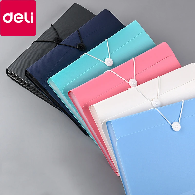 

1pcs Deli Folder Multi-layer Frisbee Buckle Organ Package Sorting Box A4 Insert Test Paper Bag Portable File Package Portfolio