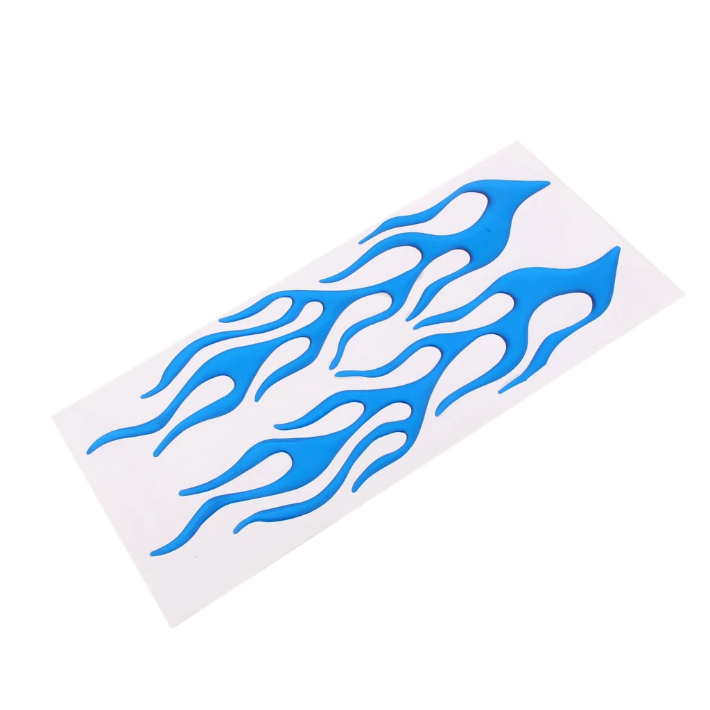 1 Pair 3D Blue Flame Pattern Sticker Decoration  Car/Motorcycle/Scooter Body/Dashboard Made By Crystal Epoxy 11.4 x 1.97 Inch