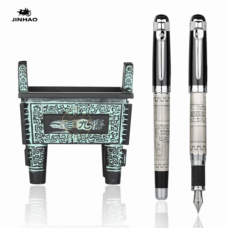 Jinhao 189 Роскошная Серебряная 0 5 мм авторучка с &quotYI YAN JIU DING&quot | Перьевые ручки -32760659016