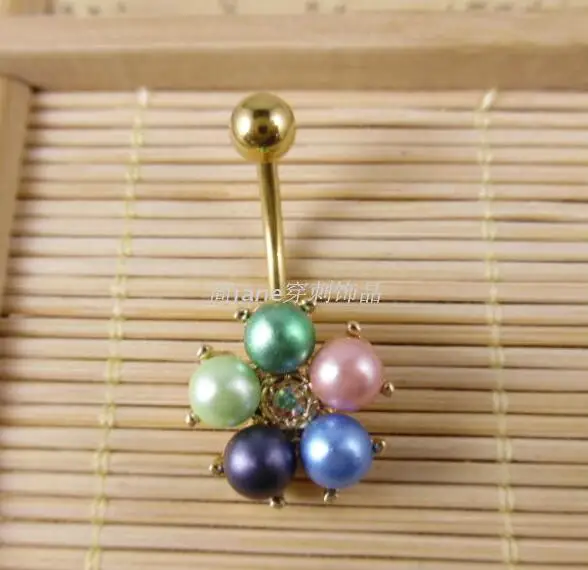

2016 new Body Jewelry Pearl Dangle Ball Button Barbell Bar Belly Navel Ring Body Piercing neuspiercing