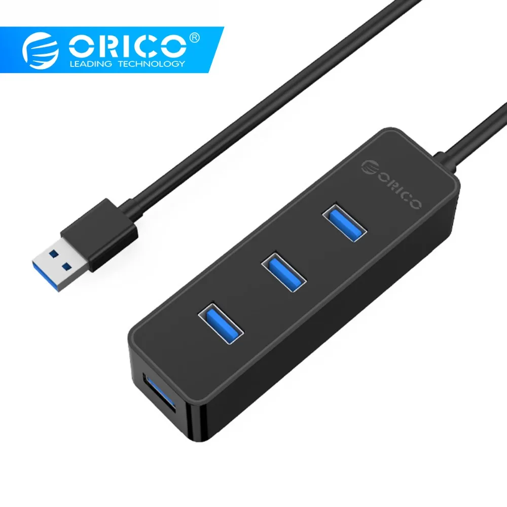 ORICO W5PH4-U3 USB 3,0 4 порта концентратор 5 Гбит/с высокая скорость для ноутбука компьютера телефона планшета ультрабук с чипсетами черный/белый