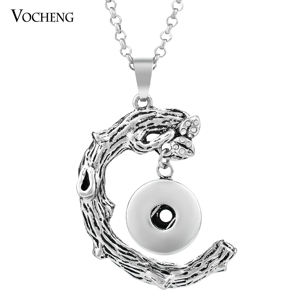 

Vocheng Ginger Snap Button Jewelry 18mm Vintage Metal Pendant Necklace with Stainless Steel Chain NN-313 Free Shipping