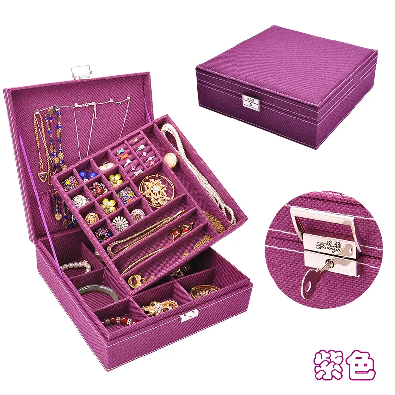 Стиль Лидер продаж простые свежий милый ткань льняная кольцо Цепочки и ожерелья ящик для хранения шкатулка для ювелирных изделий - Цвет: Purple