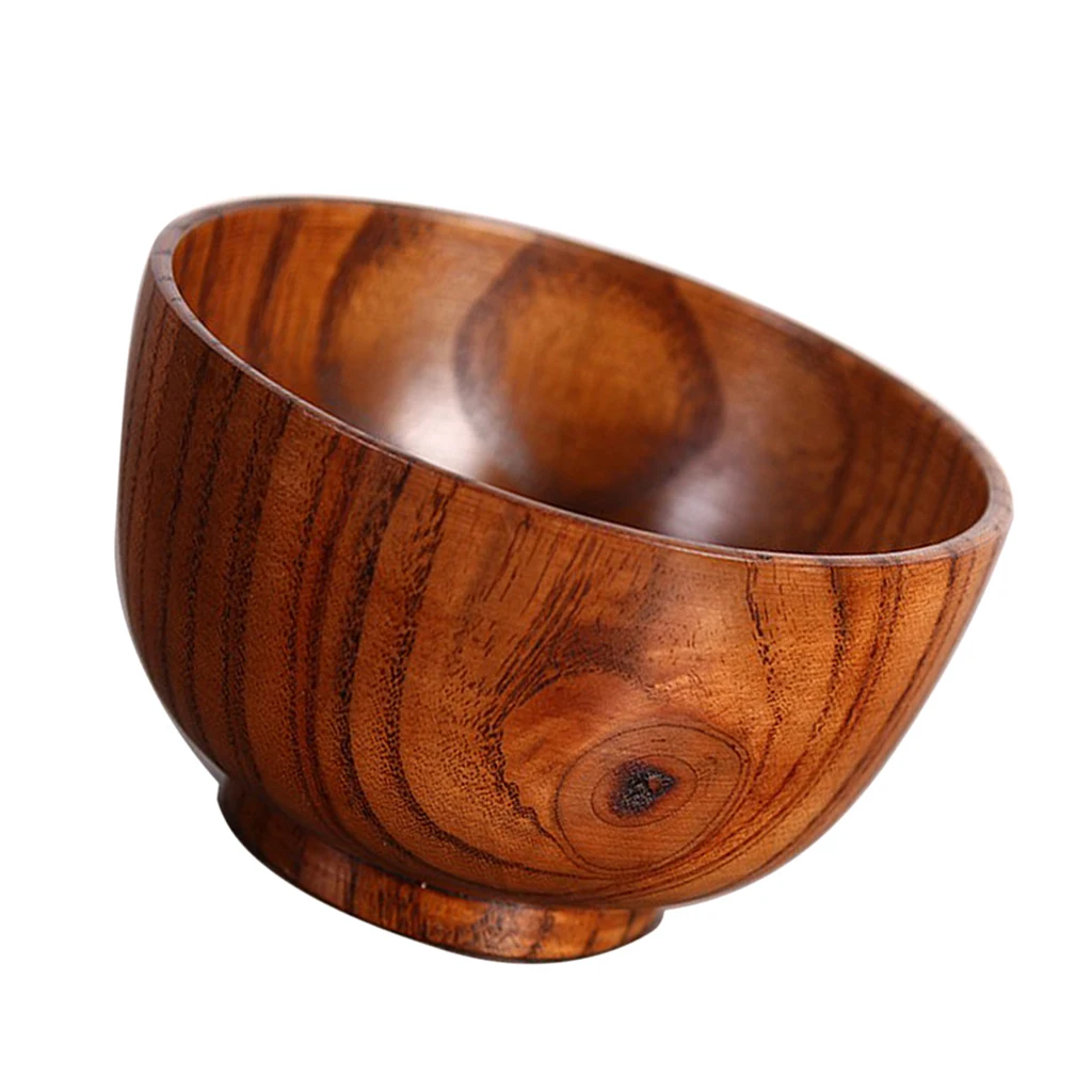 Natural Wooden Bowl Chinese Food Containers Tableware Kitchen Mixing Bowl Soup Noodle Rice Dinner Dishes