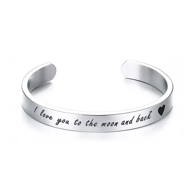 Mprainbow Mens Bracelets Stainless Steel Wrist Band Cuff Bracelet I Mprainbow Mens Bracelets Stainless Steel Wrist Band Cuff Bracelet I Love You To The Moon