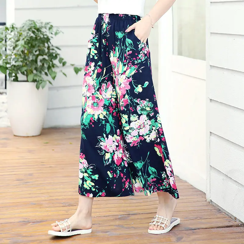 Женские пляжные широкие брюки размера плюс 4XL свободные брюки с высокой талией женские летние брюки для женщин брюки женская одежда - Цвет: 7