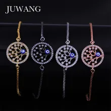 JUWANG Древо жизни сглаза браслеты для женщин и девушек кубический цирконий Кристалл Регулируемая цепочка очаровательные модные ювелирные изделия