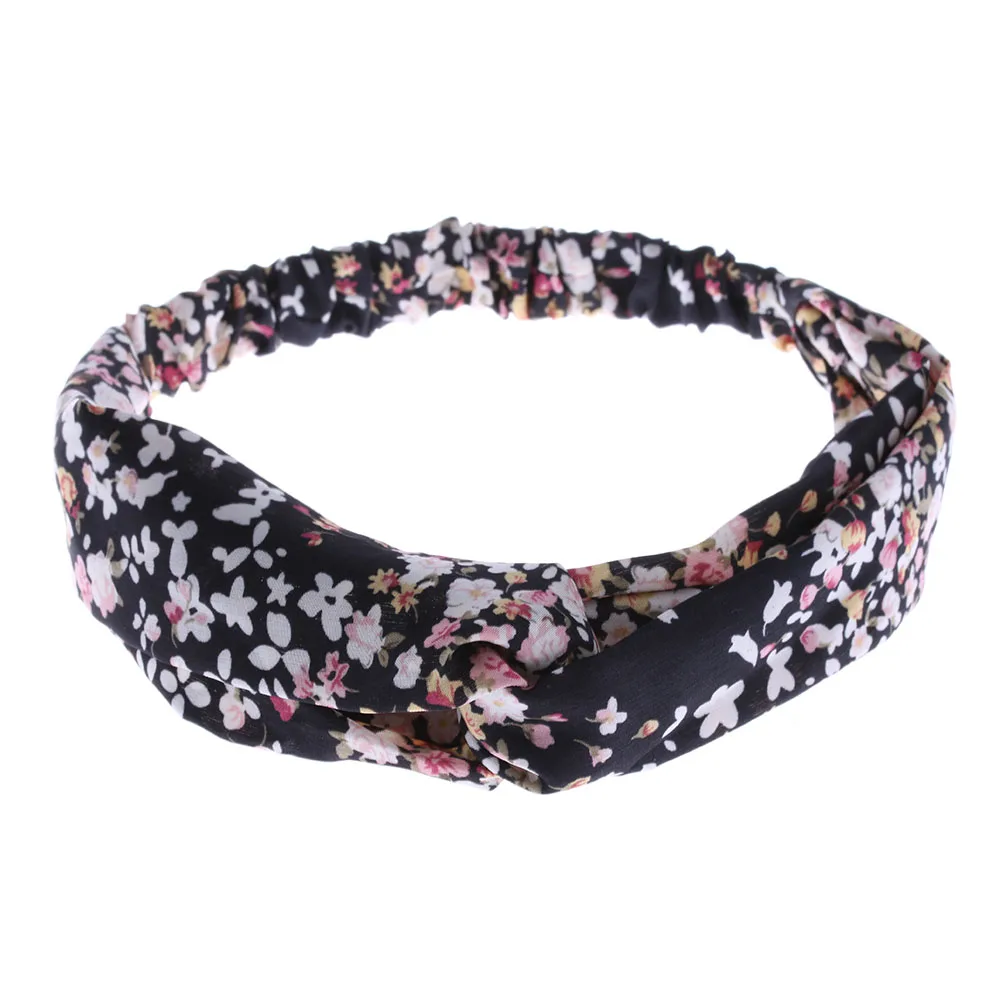 

2018 New Women Girl Floral Print Turban Cross Twist Knot Elastic Headband Wrap Headwear Flower Hairbands Hair Band Accessories