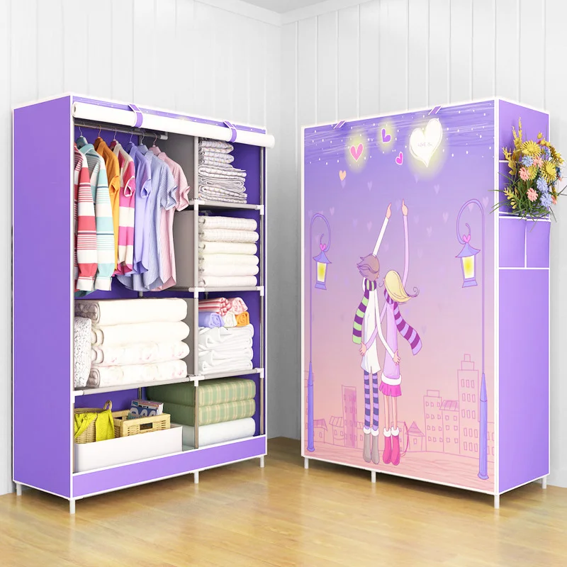 

Wardrobe Non-woven Fabric Steel frame reinforcement Standing Storage Organizer Detachable Clothing Closet Home Decoration
