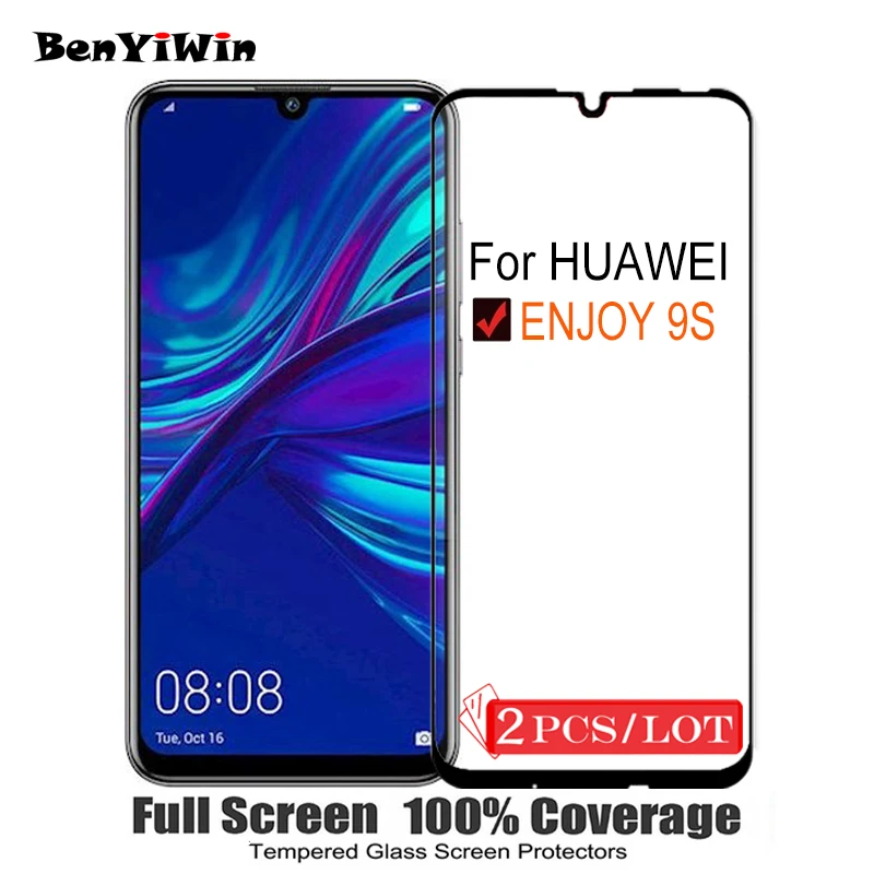 

2PCS 100% Original Full Cover Tempered Glass for Huawei Enjoy 9S Screen Protector 9H on Protective Glass Case For POT AL00 Film