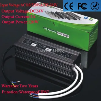 

Supernova Sale Led Driver Power Supply 24V 5A Waterproof IP67 120W Led Light Driver AC110/220V For Street Lamps Wholesale 1pcs
