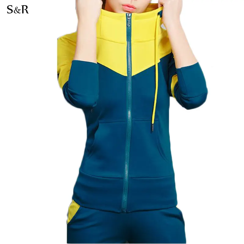 

Women Hoodie suit 100% cotton slim sportswear hoody trend set lady leisure casual set female sweatshirt pants set M - 3XL