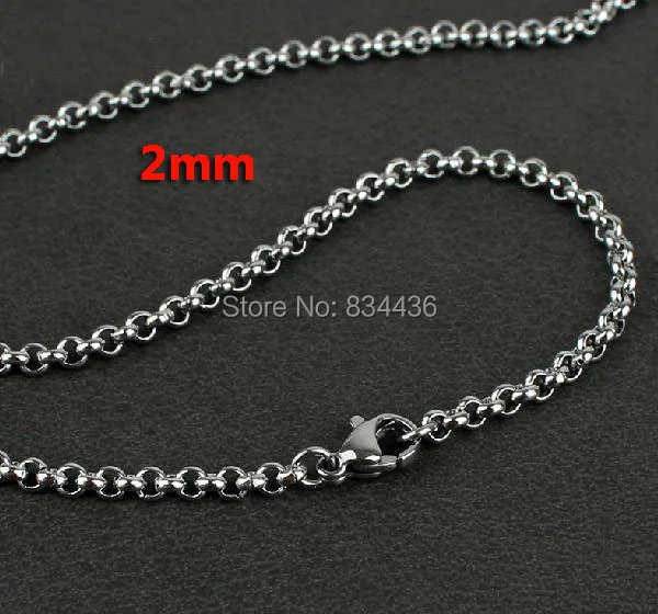 Free Shipping Wholesale 2mm 316l Stainless Steel Necklace Round Rolo