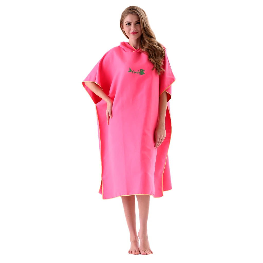Soft Surf Poncho Towel with Hood Quick Dry for Adults Women Men Microfiber Beach Changing Robe for Swimming Bathing 